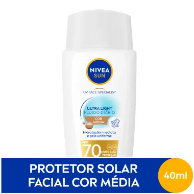 Protetor Solar Nivea Sun UV Face Specialist Ultra Light Fluido Diário FPS 70 Cor Média 40ml
