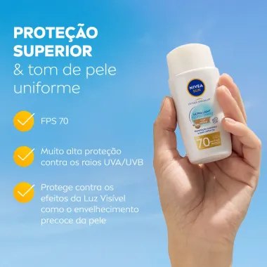 Protetor Solar Nivea Sun UV Face Specialist Ultra Light Fluido Diário FPS 70 Cor Média 40ml