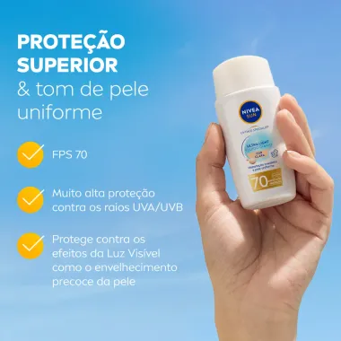 Protetor Solar Nivea Sun UV Face Specialist Ultra Light Fluido Diário FPS 70 Cor Clara 40ml