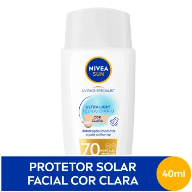 Protetor Solar Nivea Sun UV Face Specialist Ultra Light Fluido Diário FPS 70 Cor Clara 40ml
