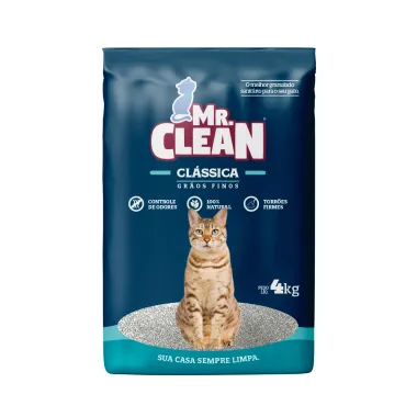 Granulado Sanitário Mr Clean ClÁssica Grãos Finos para Gatos 4kg