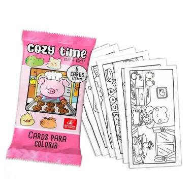Cards para Colorir Cozy e Comfy Sortidos 1 Envelope com 6 Unidades