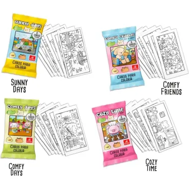 Cards para Colorir Cozy e Comfy Sortidos 1 Envelope com 6 Unidades