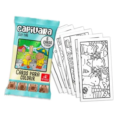Cards para Colorir Cozy e Comfy Capivara Sortidos 1 Envelope com 6 Unidades