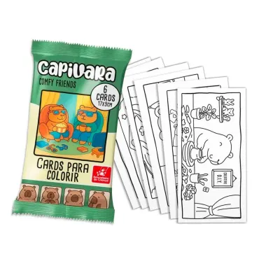 Cards para Colorir Cozy e Comfy Capivara Sortidos 1 Envelope com 6 Unidades