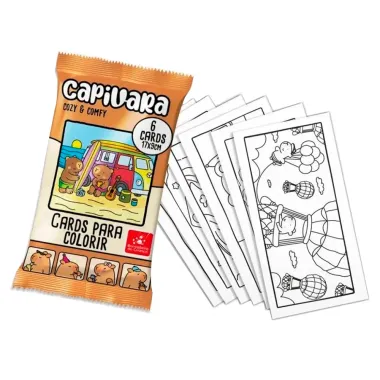 Cards para Colorir Cozy e Comfy Capivara Sortidos 1 Envelope com 6 Unidades