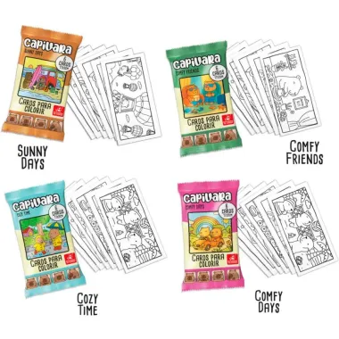 Cards para Colorir Cozy e Comfy Capivara Sortidos 1 Envelope com 6 Unidades