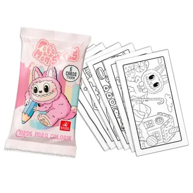 Cards para Colorir Fofo Monstros Cozy e Comfy Sortidos 1 Envelope com 6 Unidades