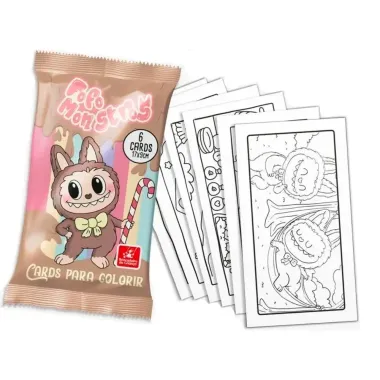 Cards para Colorir Fofo Monstros Cozy e Comfy Sortidos 1 Envelope com 6 Unidades