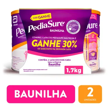 PediaSure Sabor Baunilha com 2 Unidades de 850g cada Ganhe 30% de Desconto na Segunda Lata