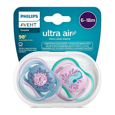 Chupeta Philips Avent Ultra Air de 6 a18 Meses Decorada Sortidas 2 Unidades