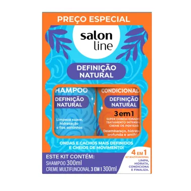 Kit Shampoo e Condicionador Salon Line Definicao Natural 3 em 1 com 300ml