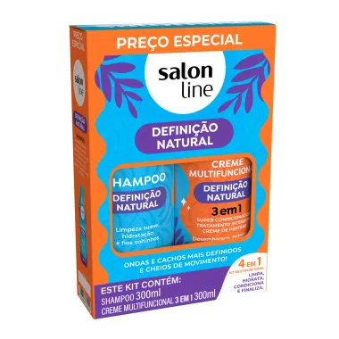 Kit Salon Line Defini&ccedil;&atilde;o Natural Shampoo 300ml e Condicionador Multifuncional 3 em 1 300ml