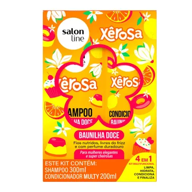 Kit Salon Line Xêrosa Baunilha Doce 4 em 1 Shampoo 300ml e Condicionador Multy 200ml