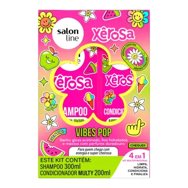 Kit Salon Line X&ecirc;rosa Vibes Pop 4 em 1 Shampoo 300ml e Condicionador Multy 200ml