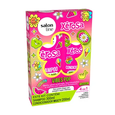 Kit Salon Line X&ecirc;rosa Vibes Pop 4 em 1 Shampoo 300ml e Condicionador Multy 200ml