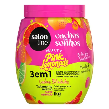 Creme de Pentear 3 em 1 Salon Line Mjulty Pink Lemonade Tratamento Intenso Cachos dos Sonhos 1Kg