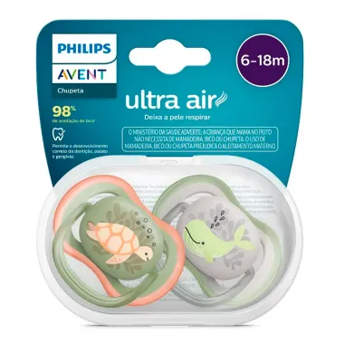 Chupeta Philips Avent Ultra Air Tamanho 2 de 6 a 18 Meses Desenhos e Cores Sortidas 2 Unidades