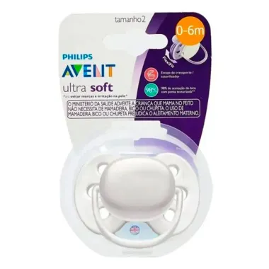 Chupeta Philips Avent Ultra Soft Tamanho 2 de 0 a 6 Meses Branco 1 Unidade