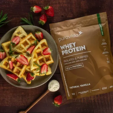 Whey Protein Puravida Isolated e Purified Sabor Vanilla com 22g de Prote&iacute;na 450g