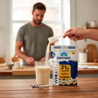 WheyFit Parmalat Sabor Baunilha com 21g Prote&iacute;nas e 5g de BCAA P&oacute; Sach&ecirc; 450g