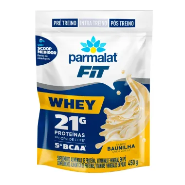 WheyFit Parmalat Sabor Baunilha com 21g Prote&iacute;nas e 5g de BCAA P&oacute; Sach&ecirc; 450g