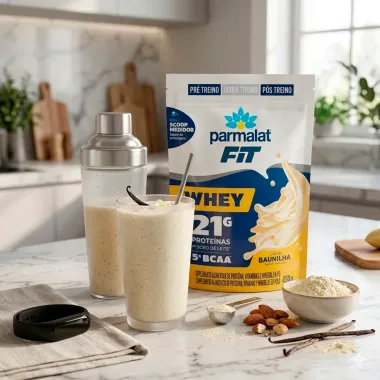WheyFit Parmalat Sabor Baunilha com 21g Prote&iacute;nas e 5g de BCAA P&oacute; Sach&ecirc; 450g