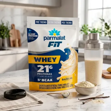 WheyFit Parmalat Sabor Baunilha com 21g Prote&iacute;nas e 5g de BCAA P&oacute; Sach&ecirc; 450g
