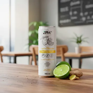 Awe Suplemento Alimentar Líquido Sabor Limão e Gengibre Zero Açúcares 355ml