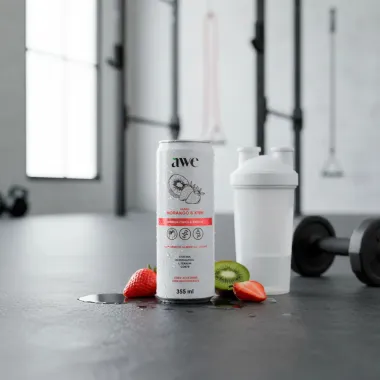 Awe Suplemento Alimentar Líquido Sabor Morango e Kiwi Zero Açúcares 355ml
