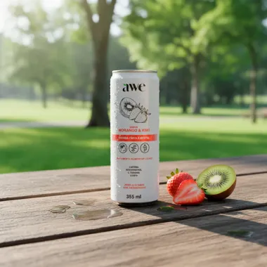 Awe Suplemento Alimentar Líquido Sabor Morango e Kiwi Zero Açúcares 355ml