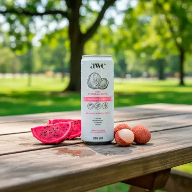 Awe Suplemento Alimentar Líquido Sabor Pitaya e Lichia Zero Açúcares 355ml