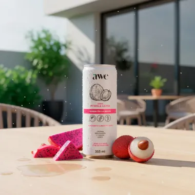 Awe Suplemento Alimentar Líquido Sabor Pitaya e Lichia Zero Açúcares 355ml