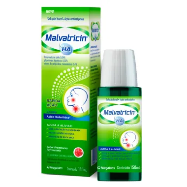 Malvatricin HA Solução Sabor Framboesa Refrescante 150ml