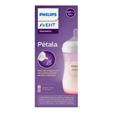 Mamadeira Philips Avent P&eacute;tala 1+ Meses Rosa 260ml