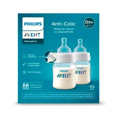 Kit Mamadeira Philips Avent Anti Colic 0+ Meses 125ml 2 Unidades