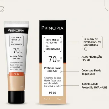 Protetor Solar com Cor Principia PS-05 N70 Cor 1.0 30ml