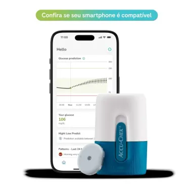 Sensor de Monitoramento Accu Chek Smart Guide com 1 Aplicador Integrado