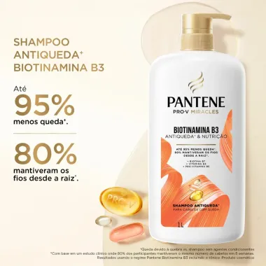 Shampoo Antiqueda Pantene Pro-V Miracles Biotinamina B3 Antiqueda e Nutri&ccedil;&atilde;o 1L
