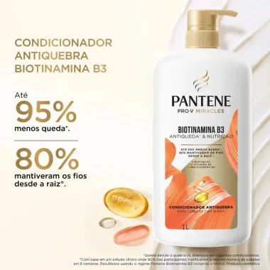 Condicionador Antiquebra Pantene Pro-V Miracles Biotinamina B3 Antiqueda e Nutri&ccedil;&atilde;o 1L