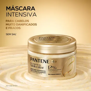 M&aacute;scara Intensiva Pr&eacute; e P&oacute;s Shampoo Pantene Pro-V Reconstru&ccedil;&atilde;o Molecular Bond Repair 270ml