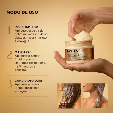 M&aacute;scara Intensiva Pr&eacute; e P&oacute;s Shampoo Pantene Pro-V Reconstru&ccedil;&atilde;o Molecular Bond Repair 270ml