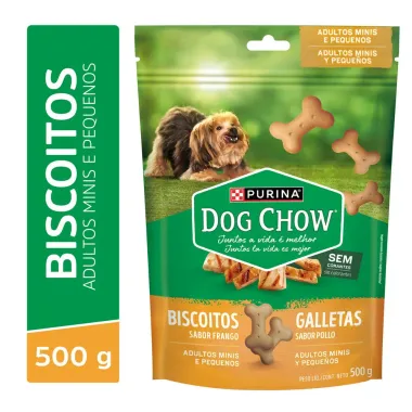Biscoito para C&atilde;es Dog Chow Adultos Minis e Pequenos Sabor Frango 500g