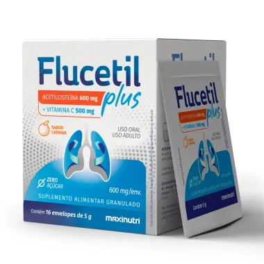 Flucetil Plus Granulado Sabor Laranja com 16 Envelopes de 5g cada