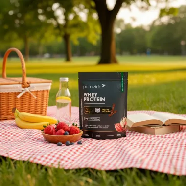 Whey Protein Puravida Sabor Chocolate Língua de Gato com 22g de Proteína Sachê 450g