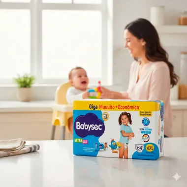 Fralda Babysec Ultrasec Giga Tamanho XXXG 64 Unidades Descartáveis