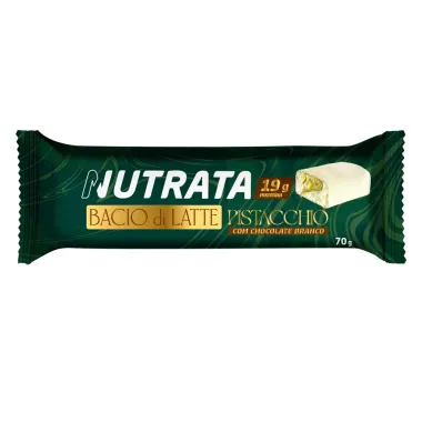 Barra de Proteína Nutrata Bacio Di Latte com 19g Proteína Sabor Pistacchio com Chocolate Branco 70g
