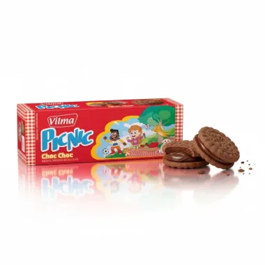 Biscoito Recheado Vilma Picnic Chocolate Com Recheio De Chocolate 125G