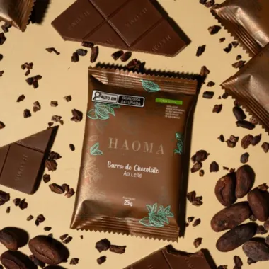 Barra de Chocolate Haoma Ao Leite Zero Adi&ccedil;&atilde;o de A&ccedil;ucares Linha Stevia 25g