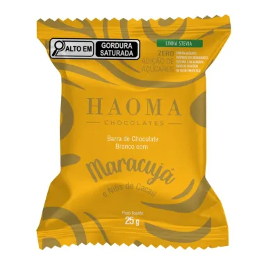 Chocolate Haoma Chocolate Branco Com Maracujá e Nibs de Cacau Zero 25g